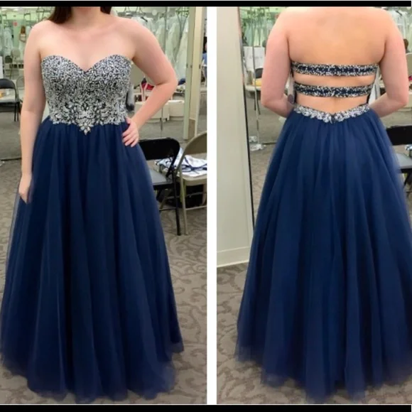 Cecily Brown Dresses | Gorgeous Davids Bridal Navy Blue Prom Dress | Color: Blue | Size: L | Hopekh7's Closet
